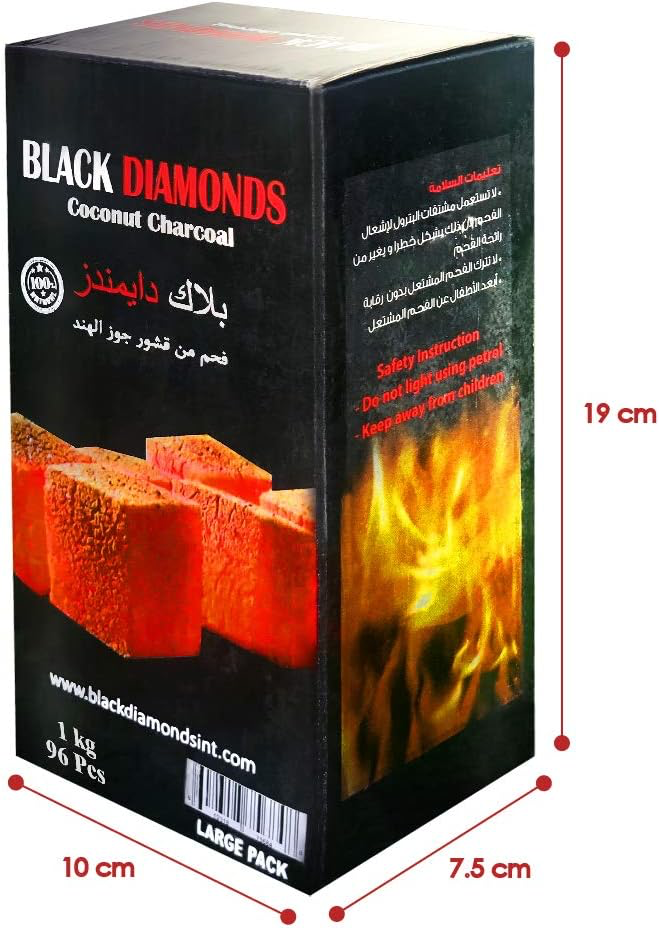Black Diamonds 100% Natural Coconut Shell Charcoal Cubes (96 Pcs, 1 Pack)