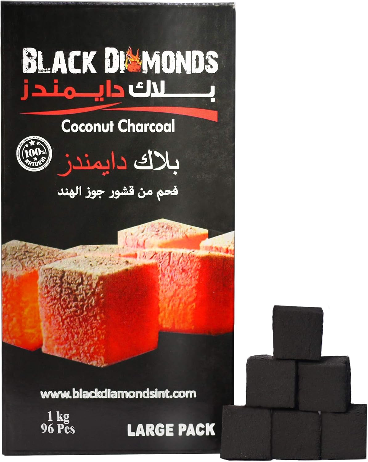 Black Diamonds 100% Natural Coconut Shell Charcoal Cubes (96 Pcs, 1 Pack)-1