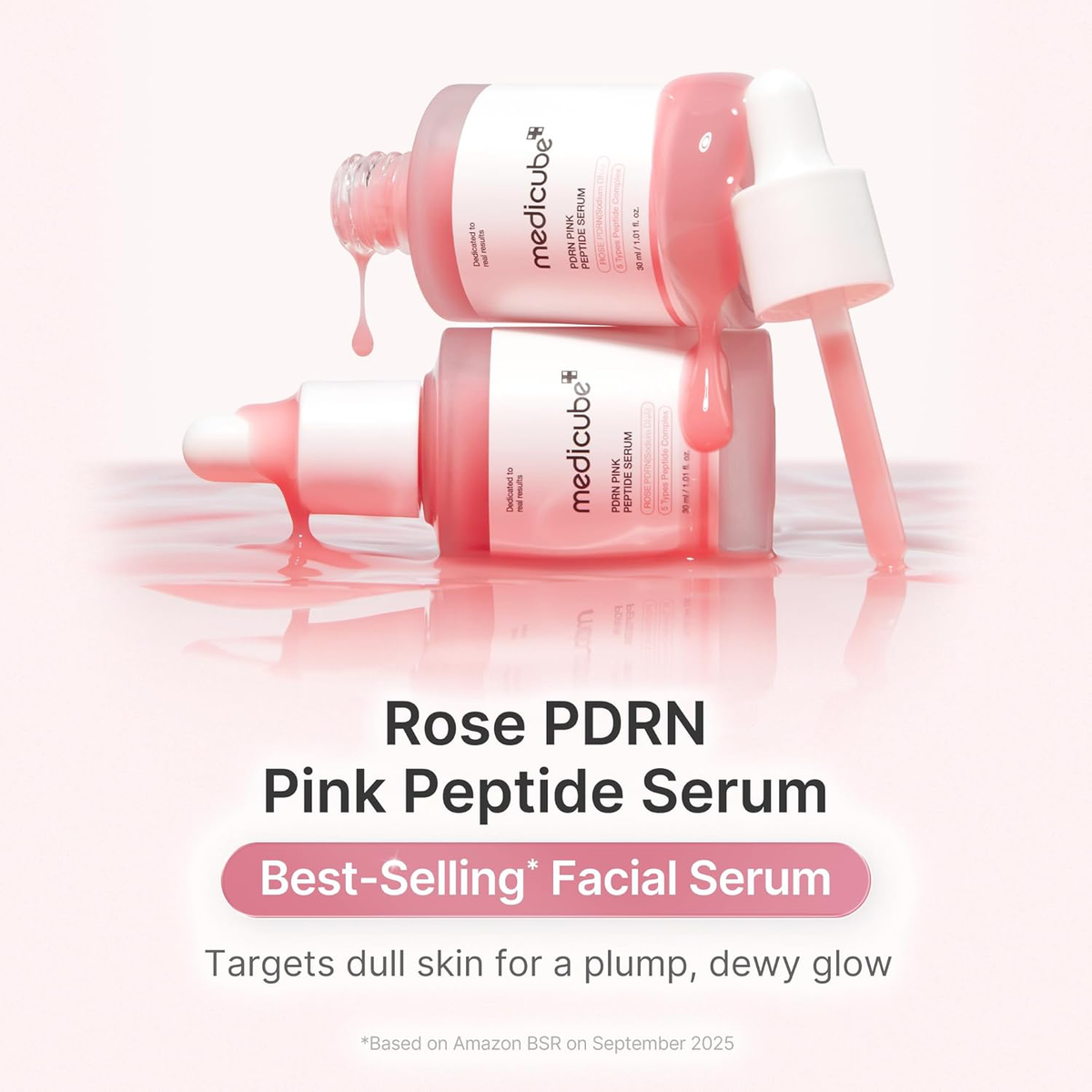 medicube PDRN Pink Peptide Serum with Rose PDRN 1.01 fl. Oz