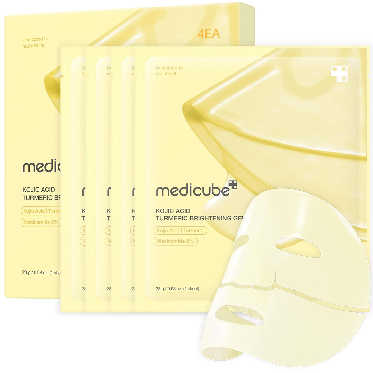 medicube Jelly Gel Mask with Brightening Kojic Acid Turmeric, 4EA | Overnight Face Mask-1