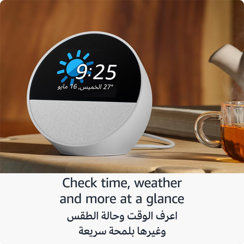 Echo Spot (2024 release), Smart alarm clock with vibrant sound + Alexa, Black-3