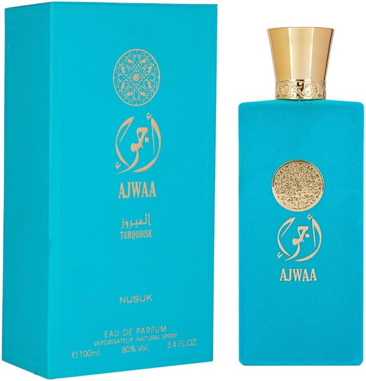Nusuk Ajwaa Turquoise Eau De Perfume | Unisex Long Lasting Perfume | 100ml
