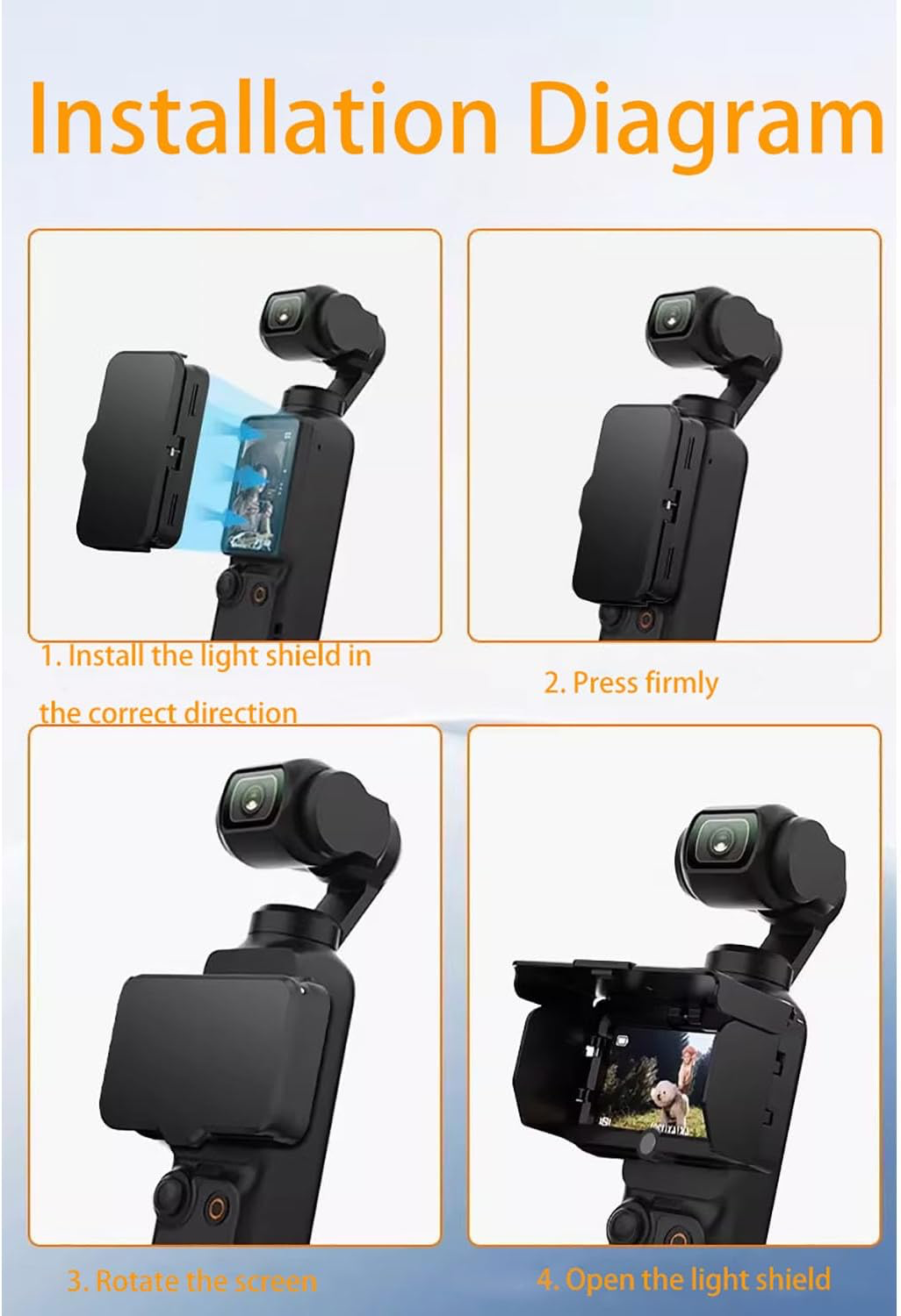 DJI OSMO Pocket 3 Screen Sunshade, 3 Sided Foldable-4