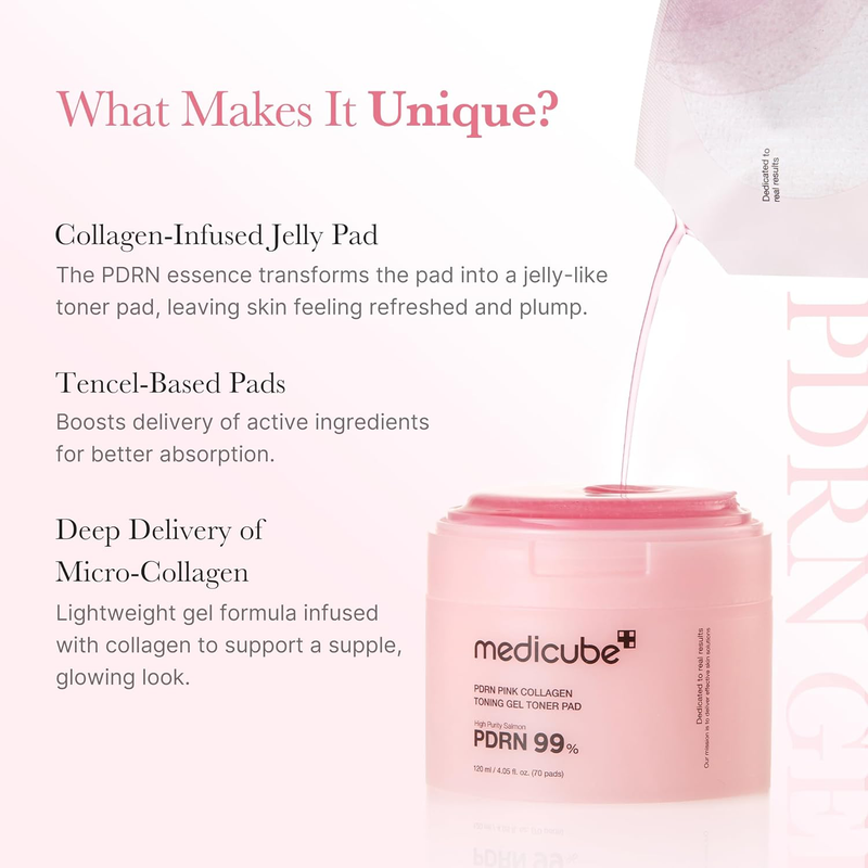 medicube Toner Pads Salmon DNA PDRN Pink Collagen Jelly Pad 70 Pads-3