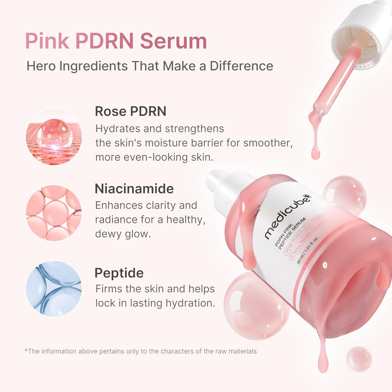 medicube PDRN Pink Peptide Serum with Rose PDRN 1.01 fl. Oz-3