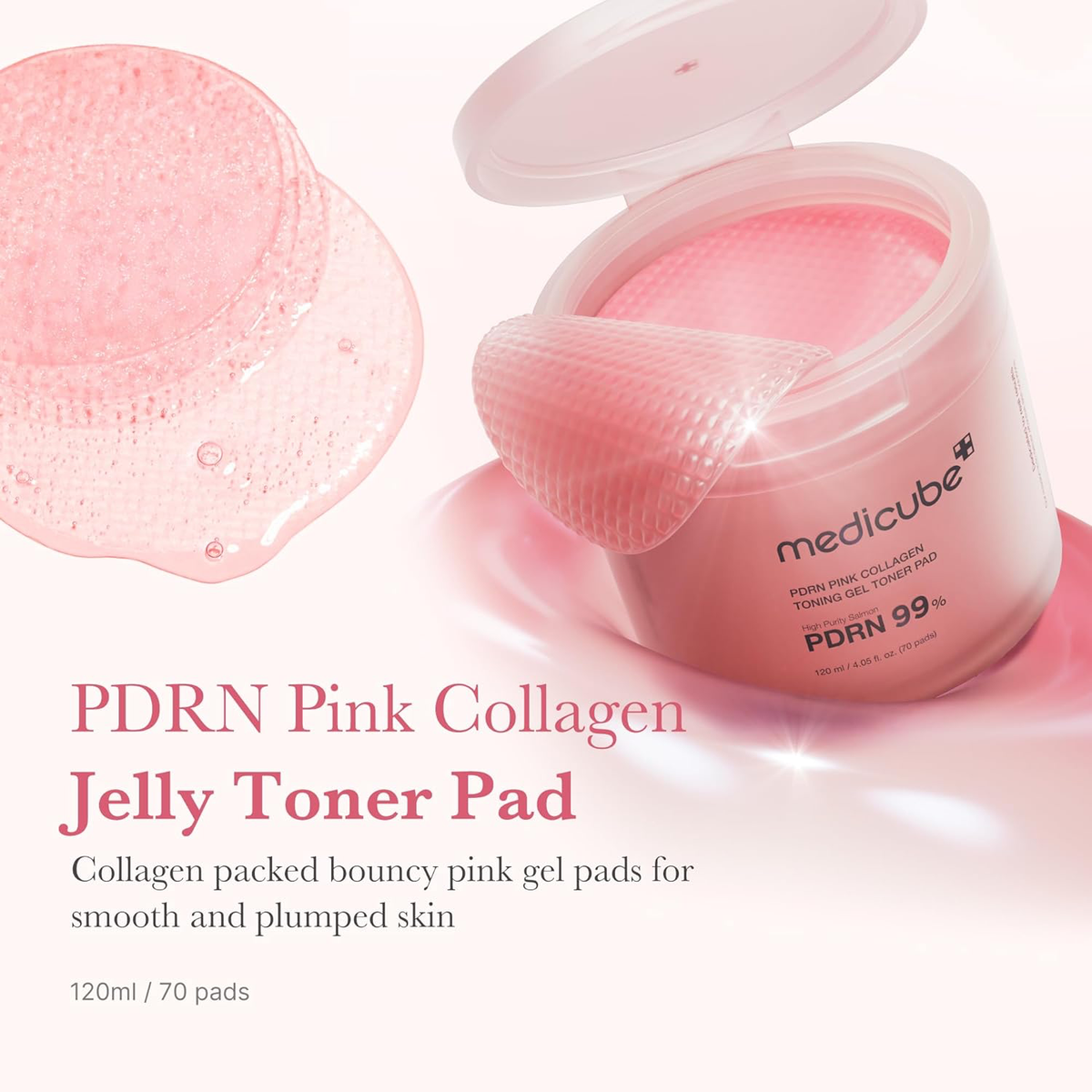 medicube Toner Pads Salmon DNA PDRN Pink Collagen Jelly Pad 70 Pads