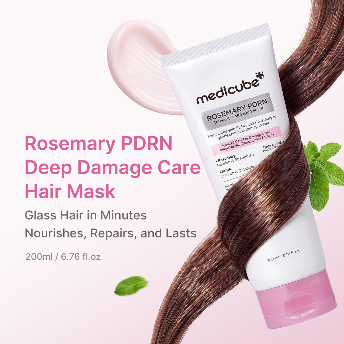 medicube Rosemary PDRN Deep Damage Care Hair Mask, 6.76 fl.oz | Intensive Bonding Care for Over-Damaged Hair - Liposome PDRN & 31 Proteins for Silky, Strong, Glossy Hair, Hair Care Product-2