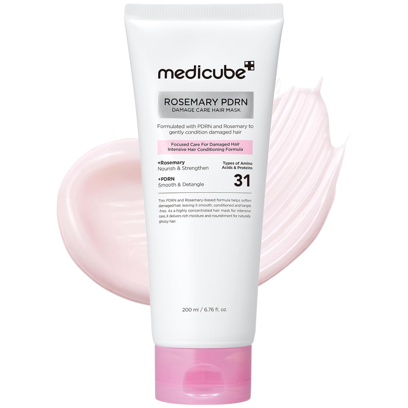 medicube Rosemary PDRN Deep Damage Care Hair Mask, 6.76 fl.oz | Intensive Bonding Care for Over-Damaged Hair - Liposome PDRN & 31 Proteins for Silky, Strong, Glossy Hair, Hair Care Product-1