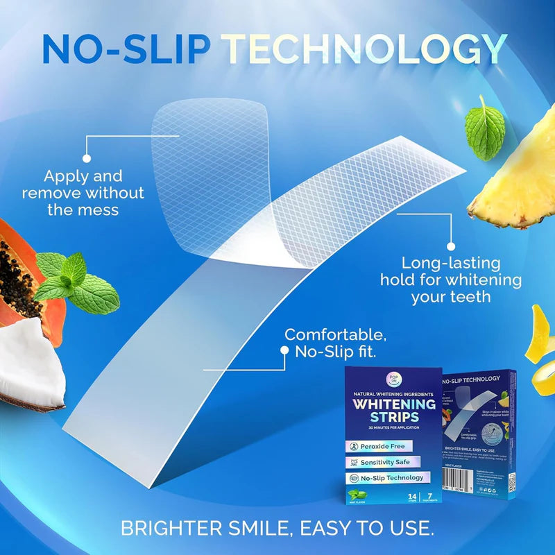 Pop On Teeth Whitening Strips – Peroxide-Free for Sensitive Teeth & Gums | Mint Flavor | 14 Strips / 7 Treatments-6